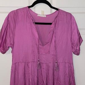 KARLIE CATALINA TIERED MIDI DRESS-MAGENTA